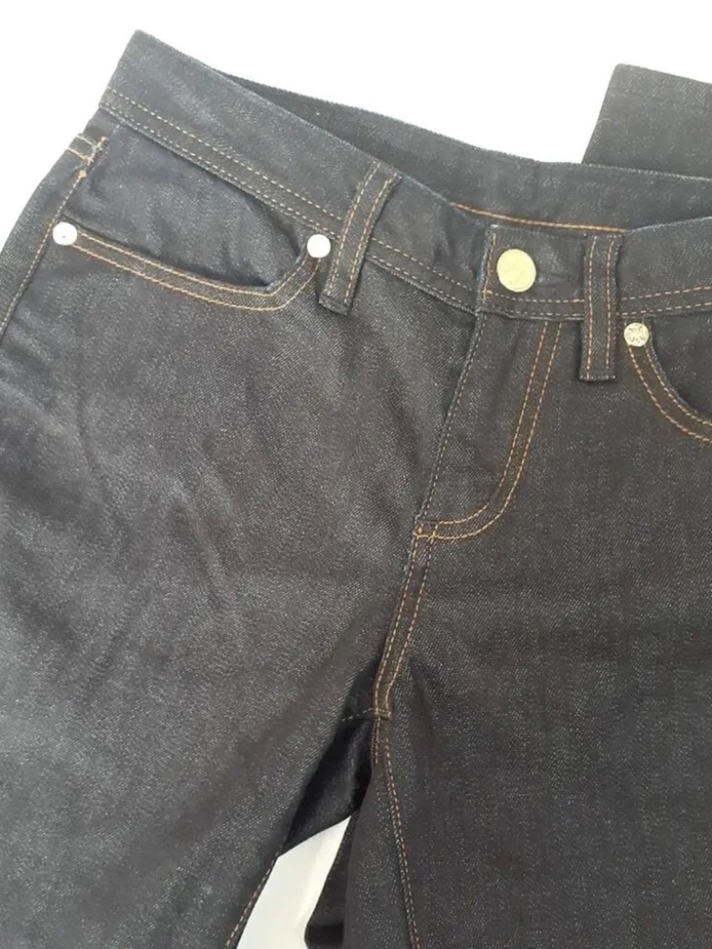 Tory Burch Size 25 Embroidered Logo Back Pocket Dark Wash Cropped Jeans lot6347
